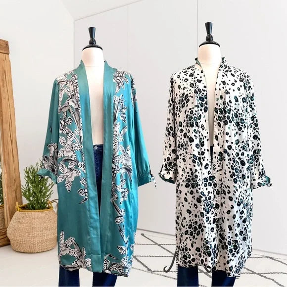 Reversible Floral Leopard Duster Cardigan