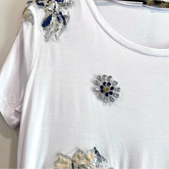 Appliqué Beaded Side Tie Tee