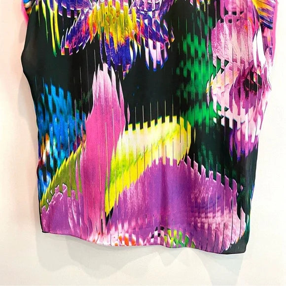 Abstract Floral Silk Top