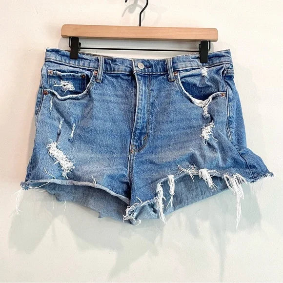 Distressed Mom Jean Shorts