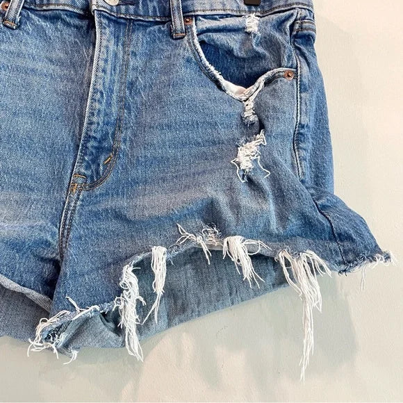 Distressed Mom Jean Shorts