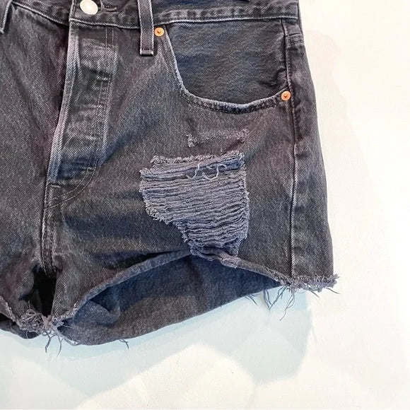 Distressed Buttonfly Jean Shorts