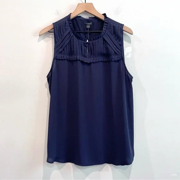 Sleeveless Pleated Neck Top