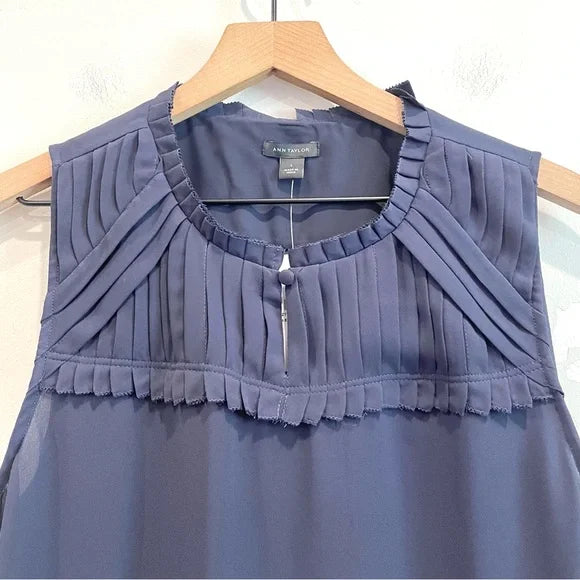 Sleeveless Pleated Neck Top