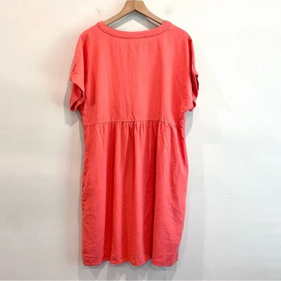 Linen Blend V-Neck Dress