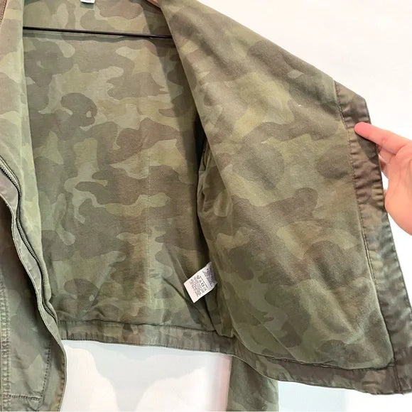 Camo Zip Front Moto Jacket