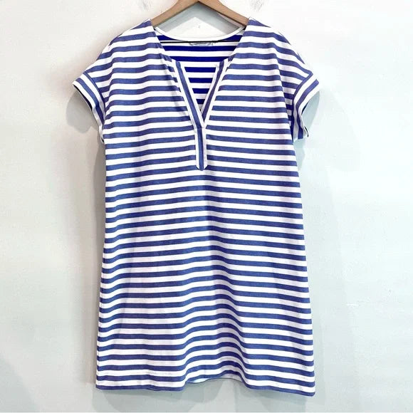 Short Sleeve Striped Shirt Dress