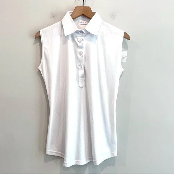 Sleeveless 1/4 Button Collar Polo