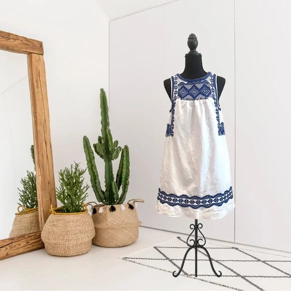 Geometric Embroidered Shift Dress