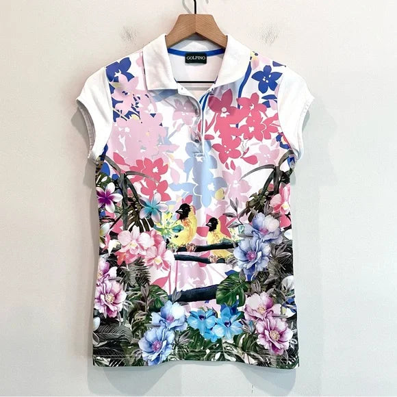 Floral Bird Golf Polo