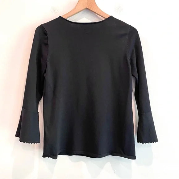 Bell Sleeve Neck Cut Out Sweater