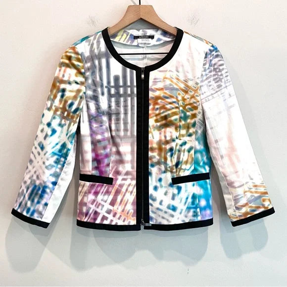 Abstract Zip Front Blazer