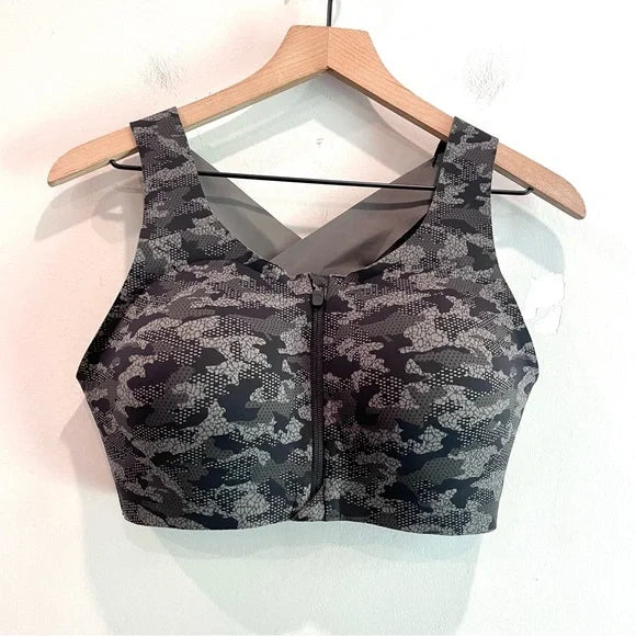 Camo Zip Front Sports Bra