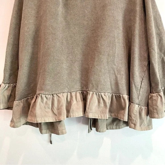 Ruffle Hem Zip Front Jacket