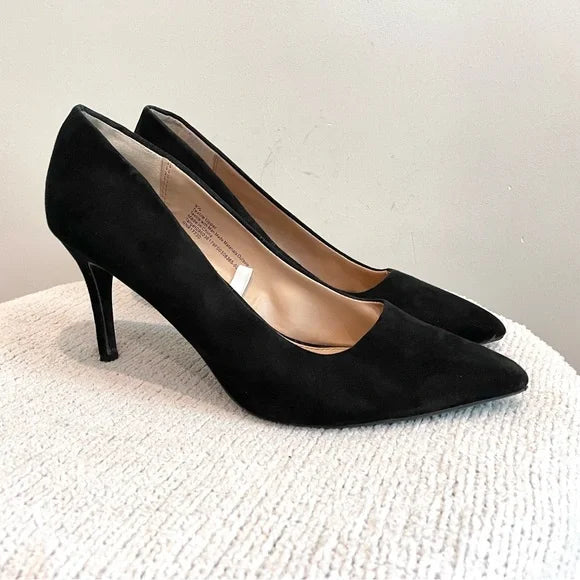 Faux Suede Pointed Toe Heels