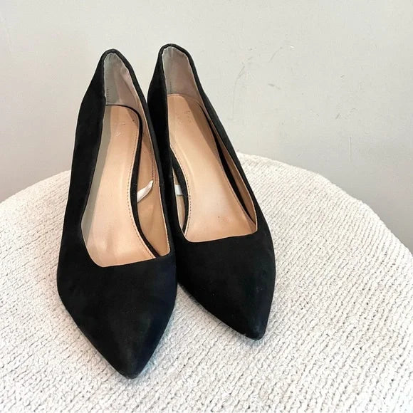 Faux Suede Pointed Toe Heels