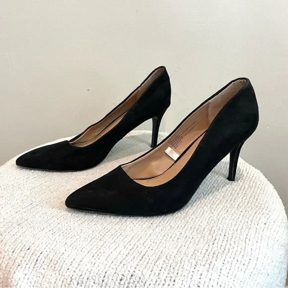 Faux Suede Pointed Toe Heels