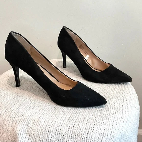 Faux Suede Pointed Toe Heels