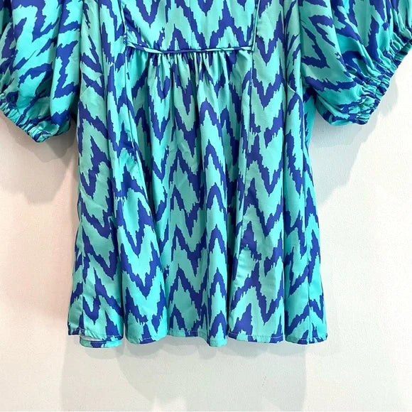 Chevron Puff Sleeve Top