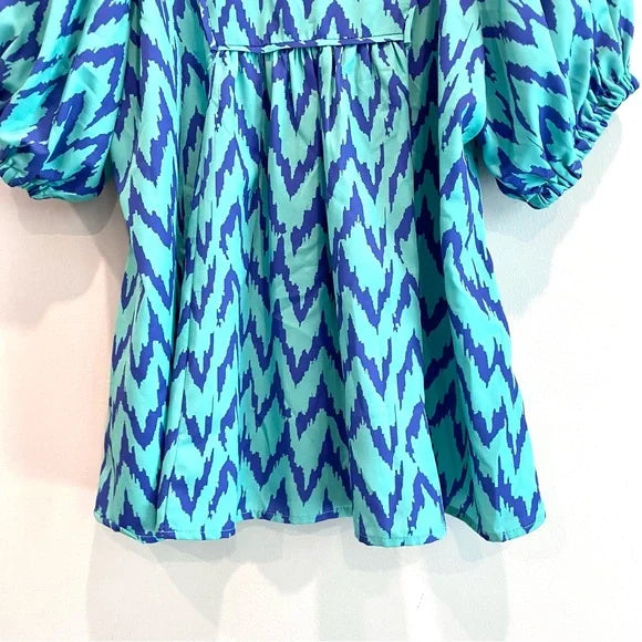 Chevron Puff Sleeve Top