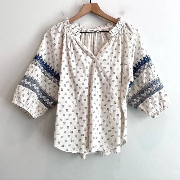 Crochet Trim Peasant Top