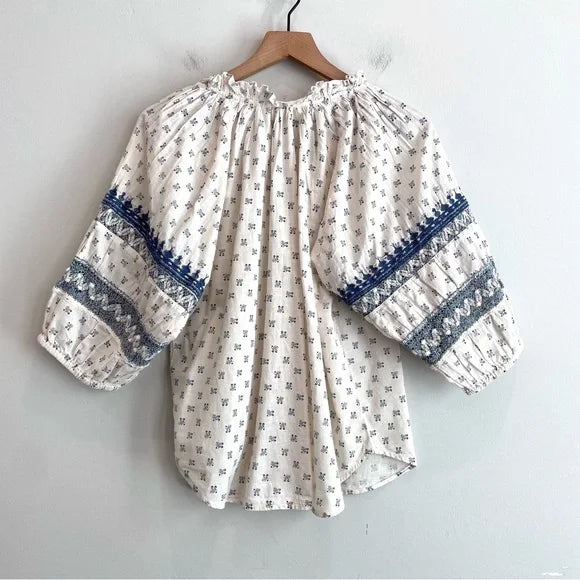 Crochet Trim Peasant Top