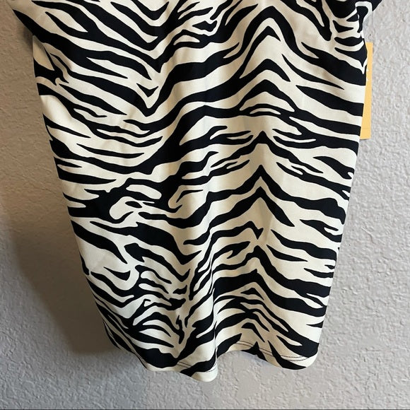 Zebra Print Ring Strap Tankini Swim Top