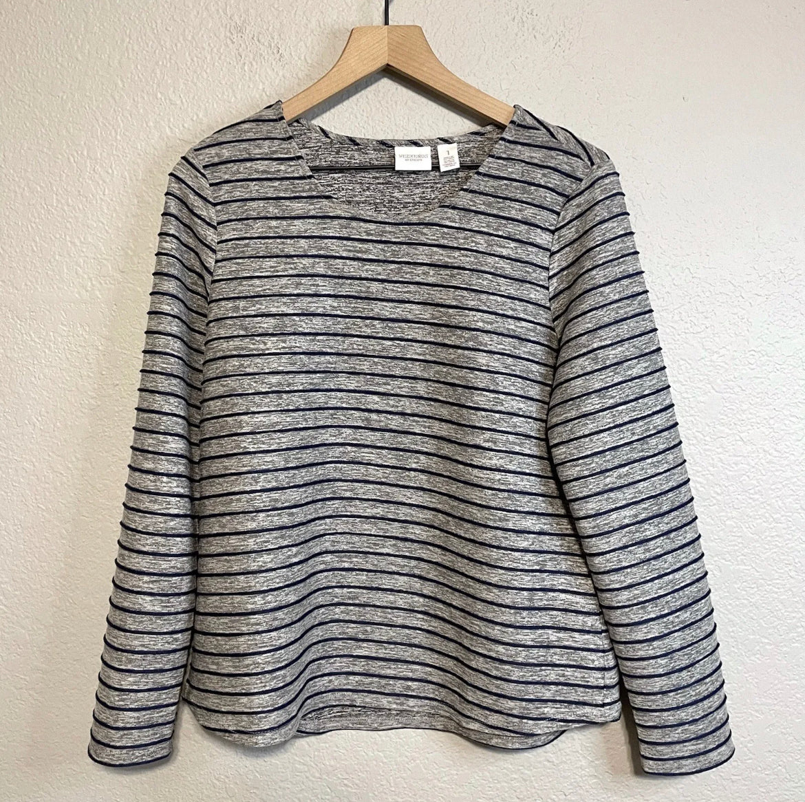 Raised Striped Long Sleeve Top