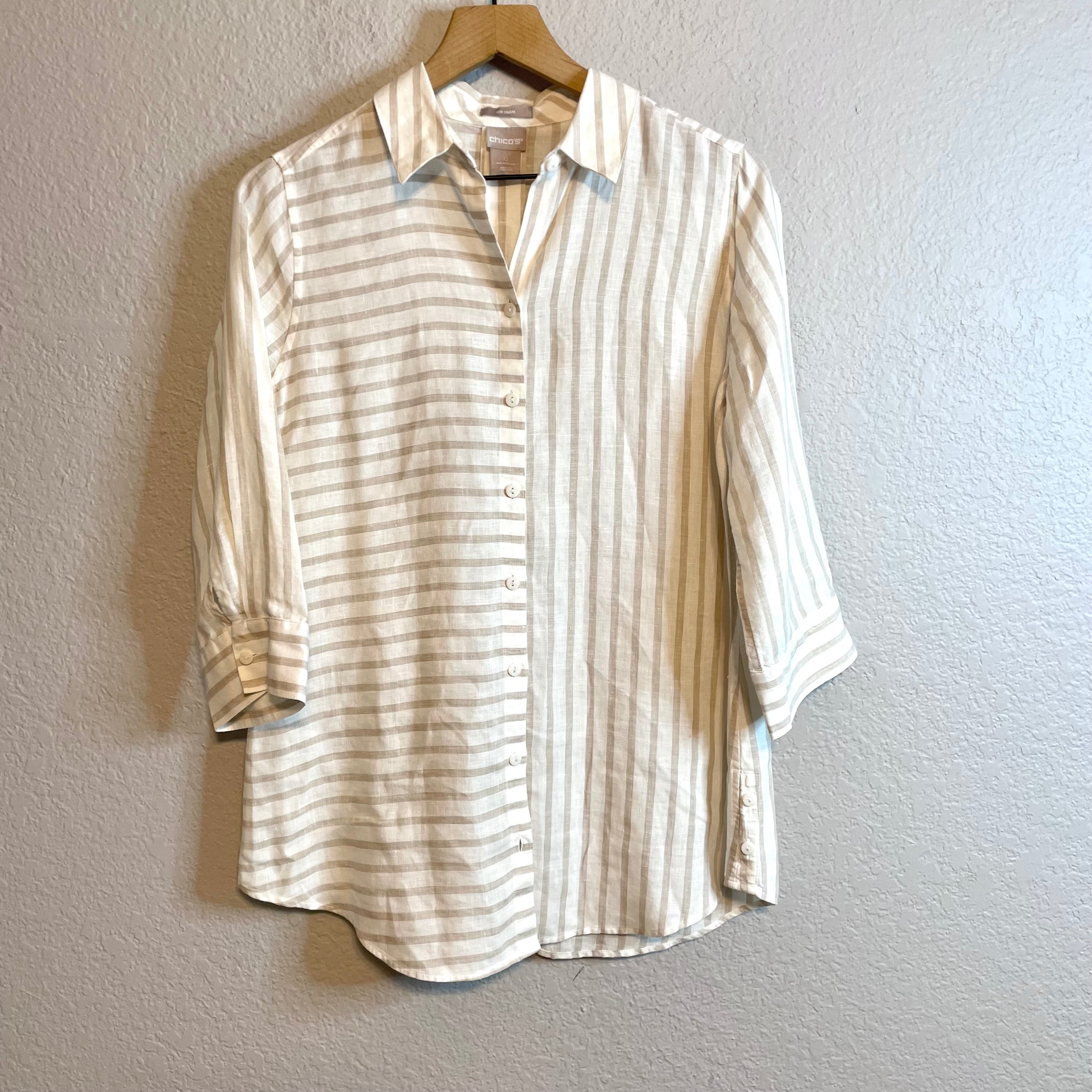 Striped Linen Button Blouse