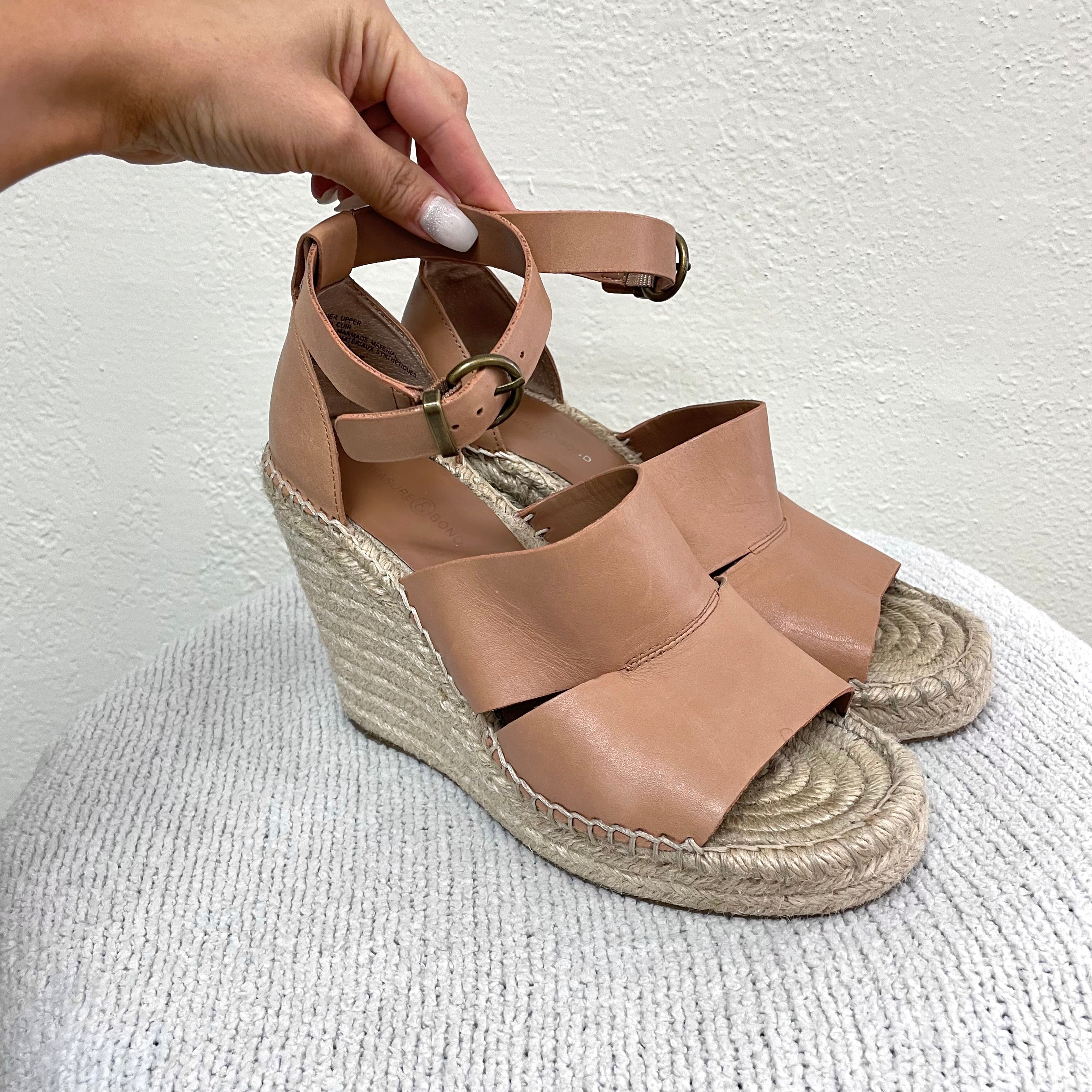 Leather Espadrille Wedges