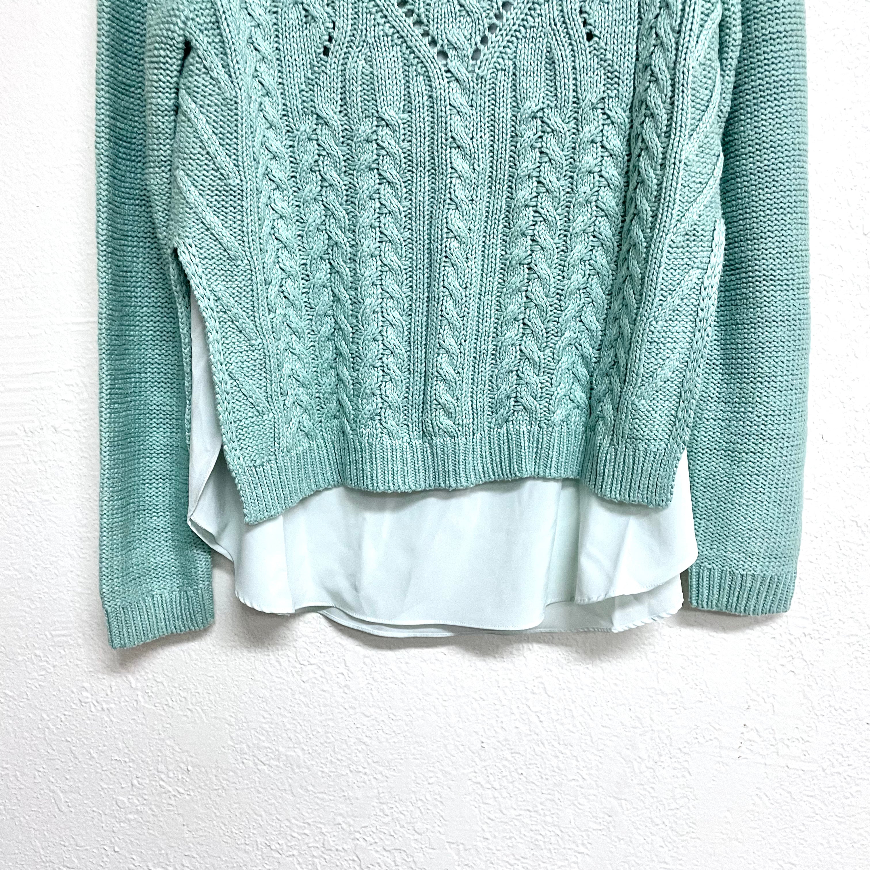 Cable Knit Polyester Hem Sweater