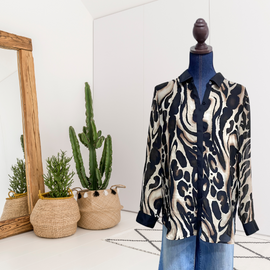 Animal Print Button Up Blouse