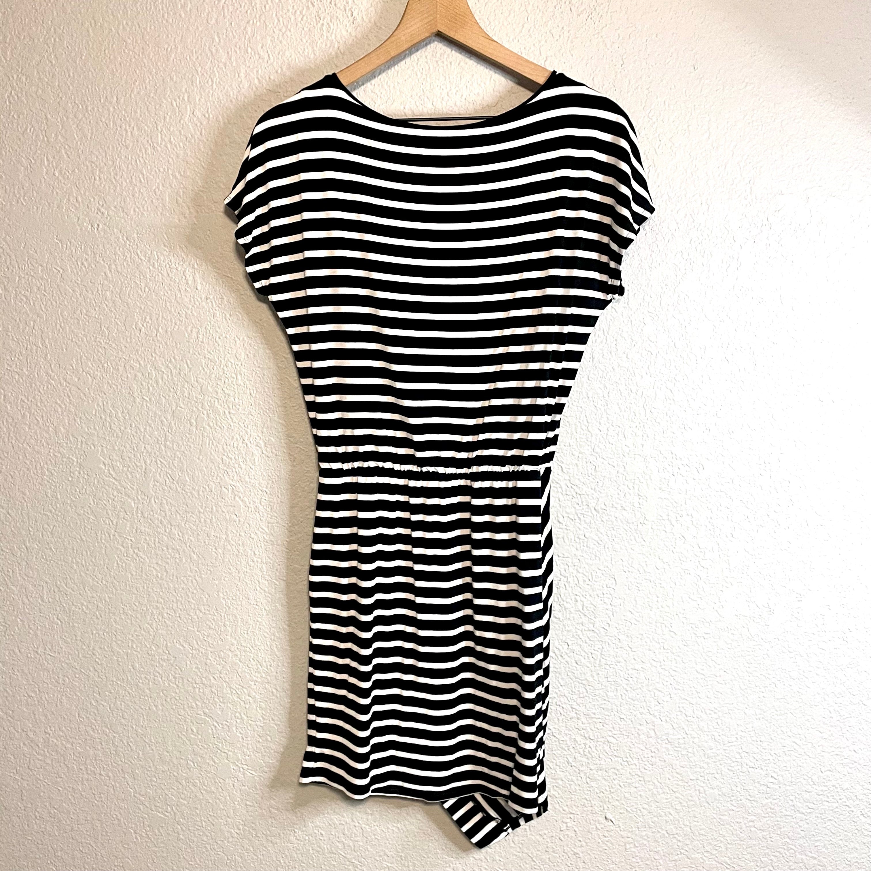 Drop Sleeve Stretch Striped Dress