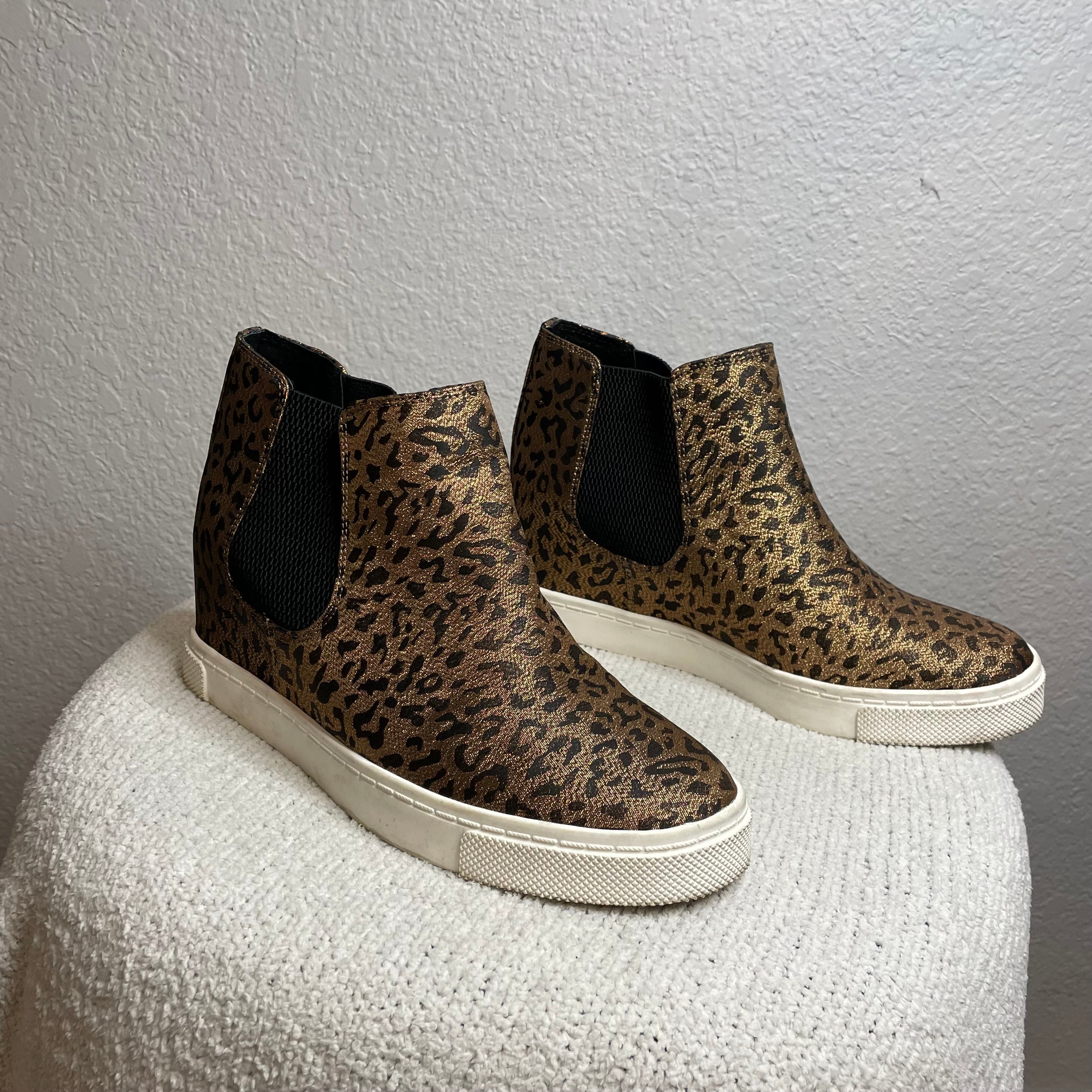 Bronze Leopard Heel Wedge Sneaker