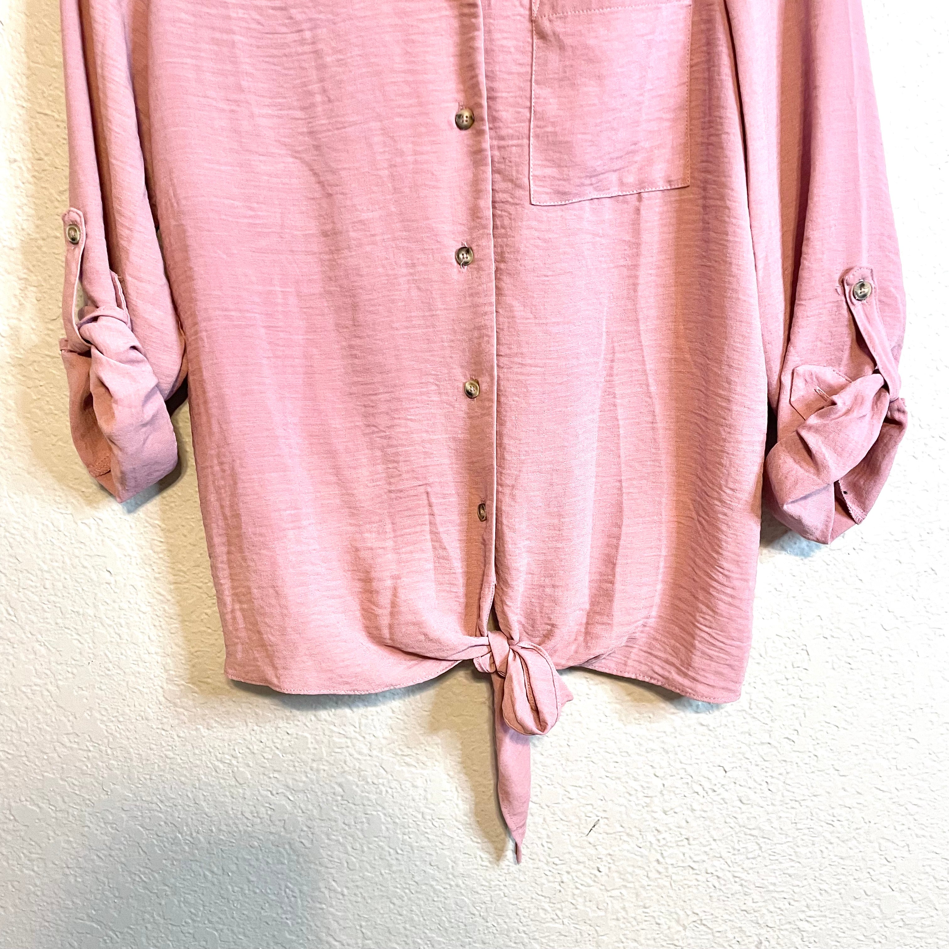 Tie Front Button Blouse