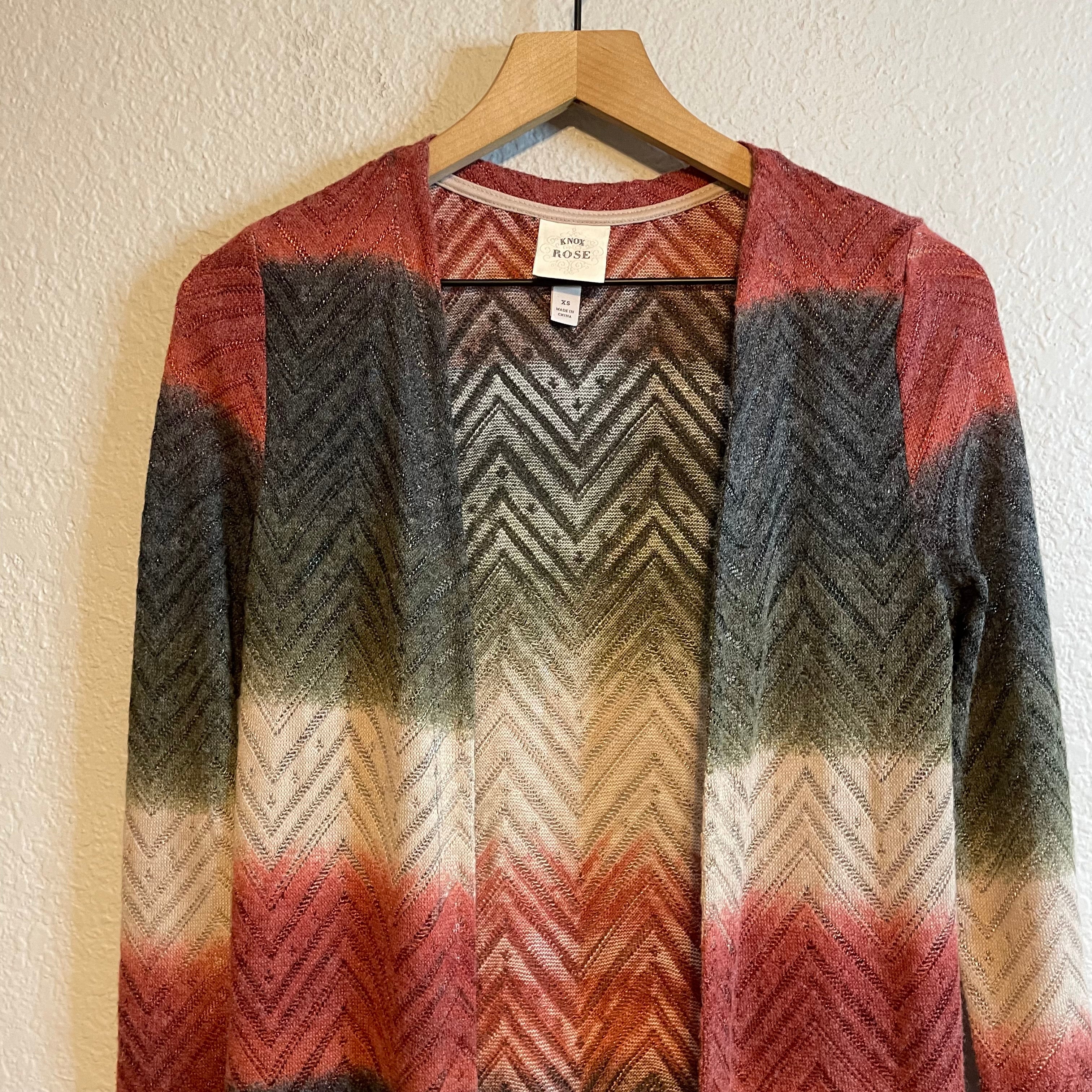 Chevron Striped Long Cardigan