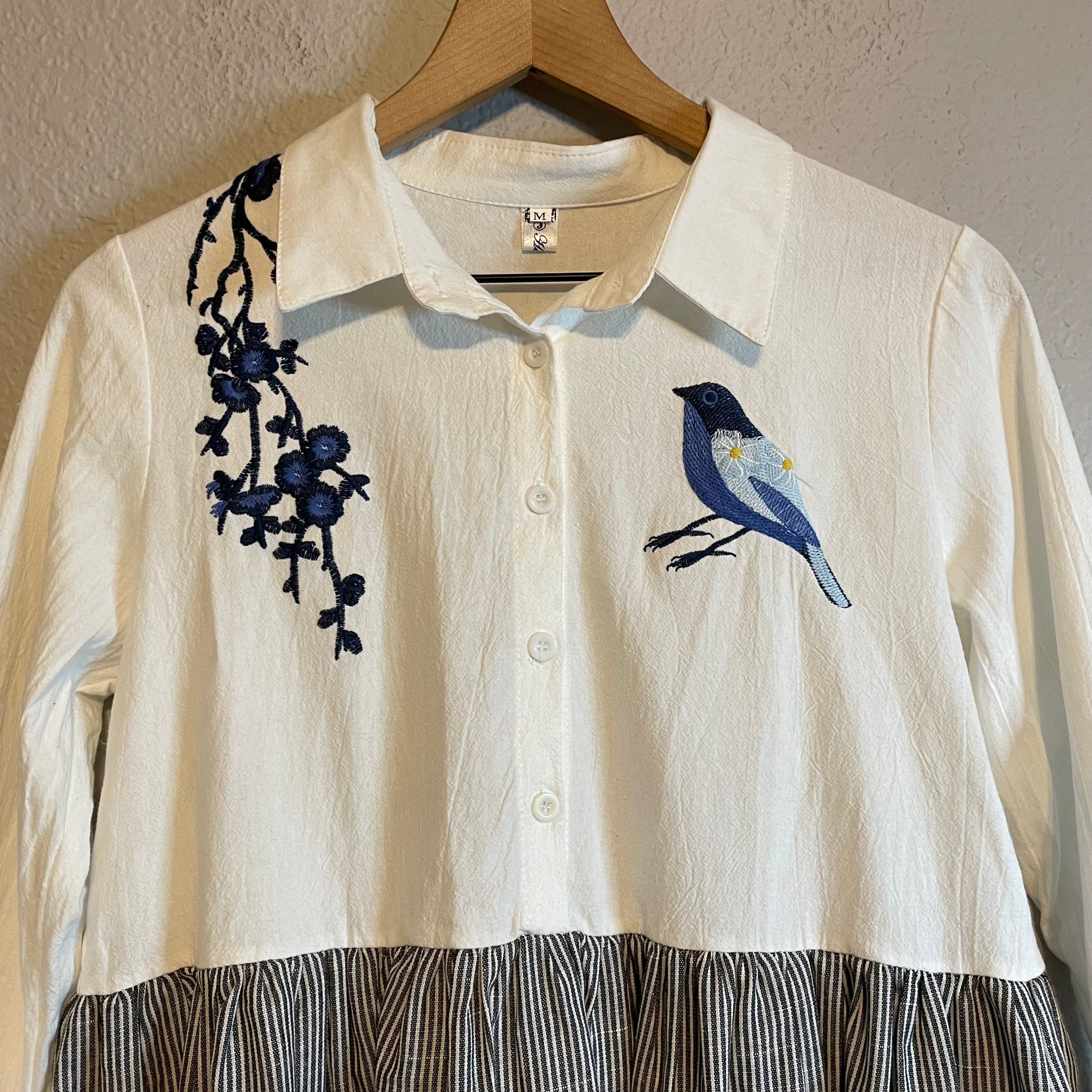 Embroidered Floral Bird Dress