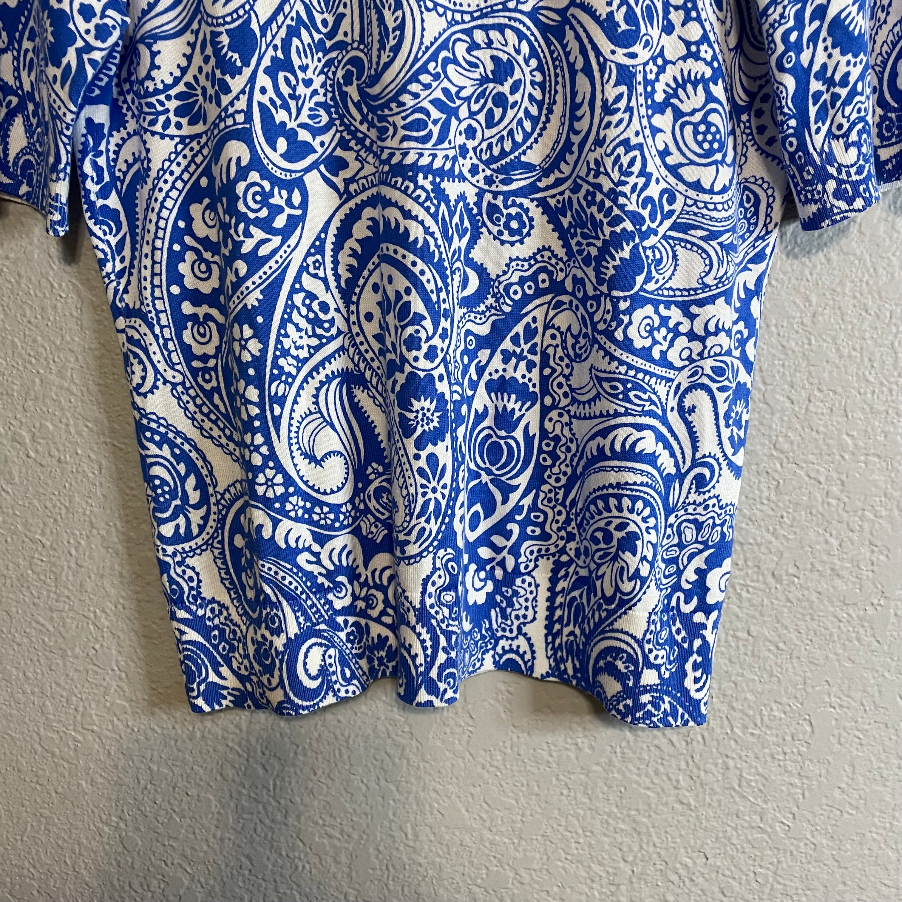 Paisley Short Sleeve Sweater Blouse