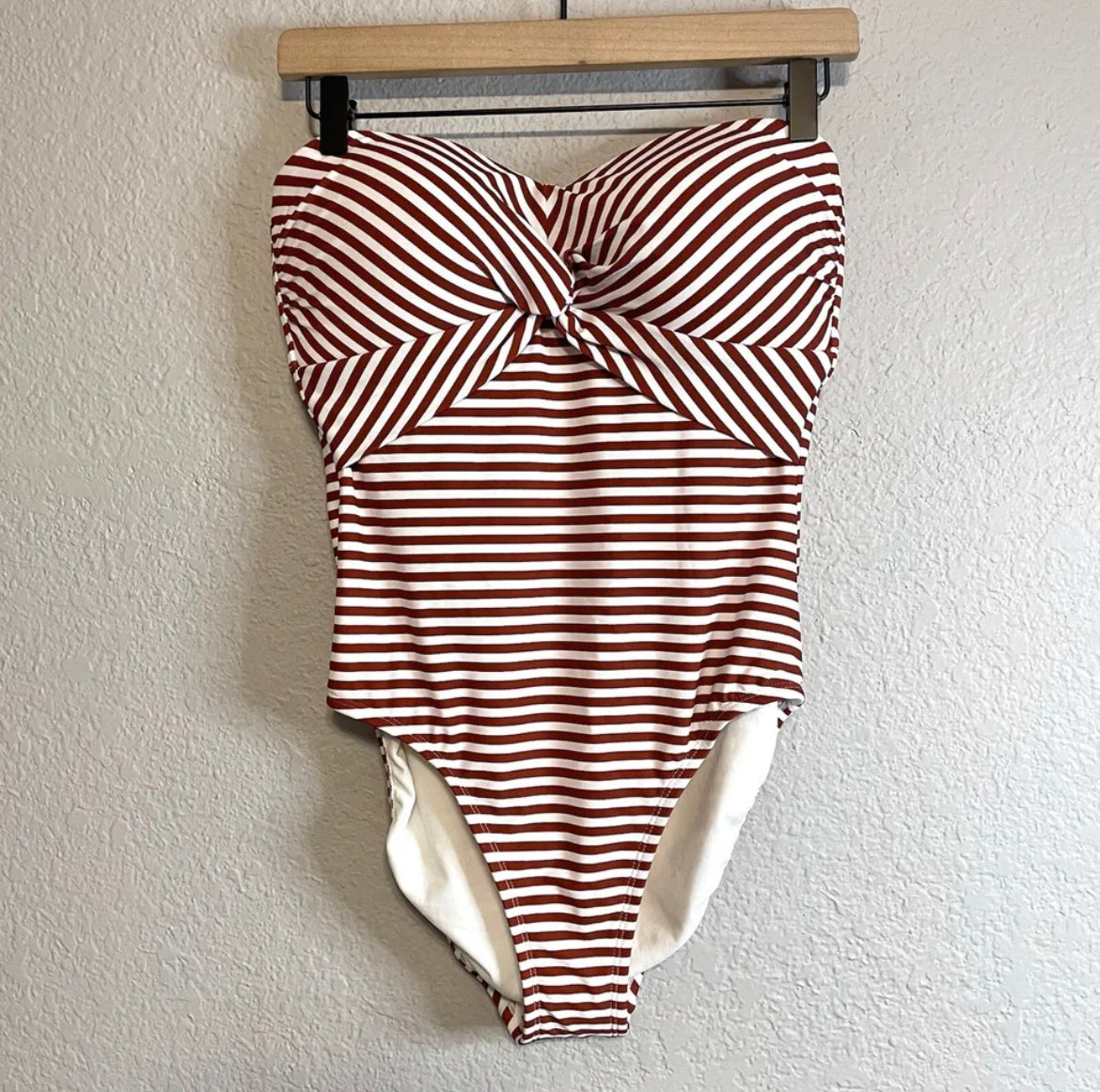 Strapless Striped One Piece Swim Suit