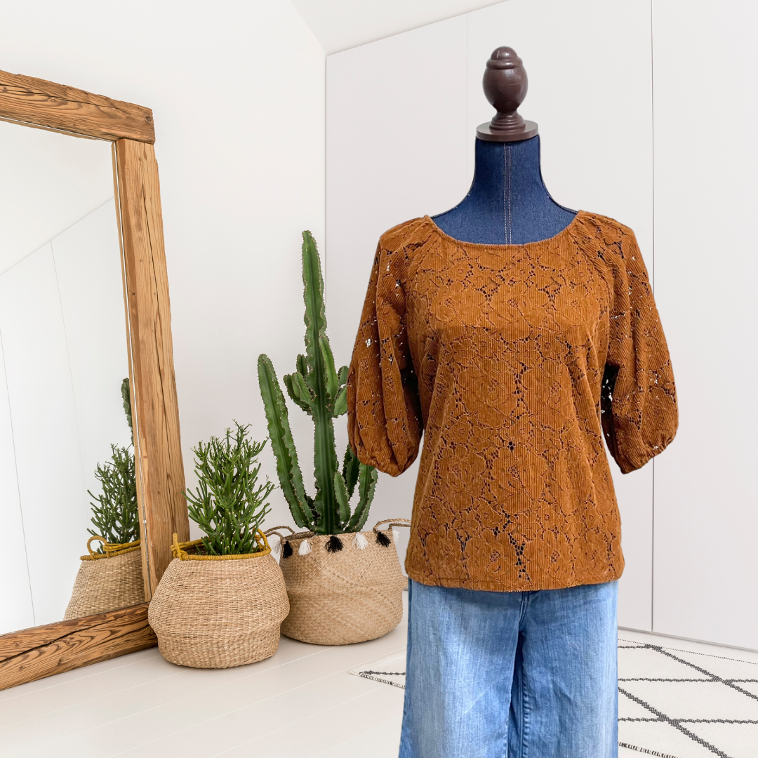 Corduroy Lace Top