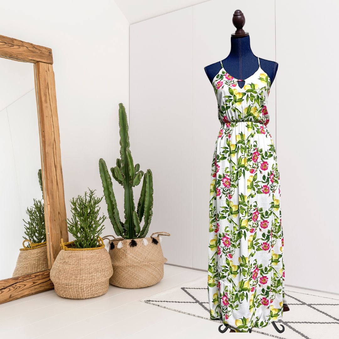 Floral Lemon Maxi Dress