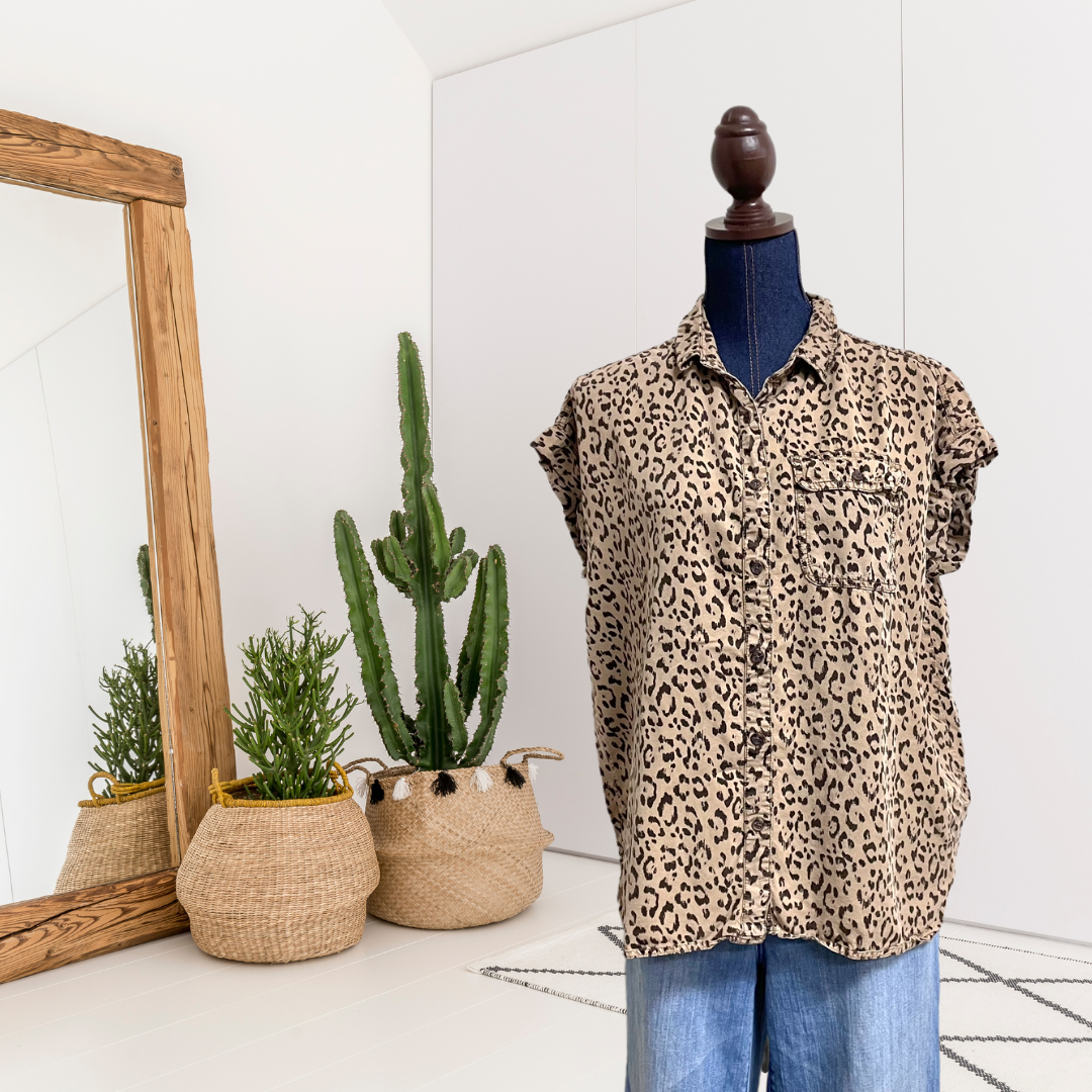 Leopard Button Down Top