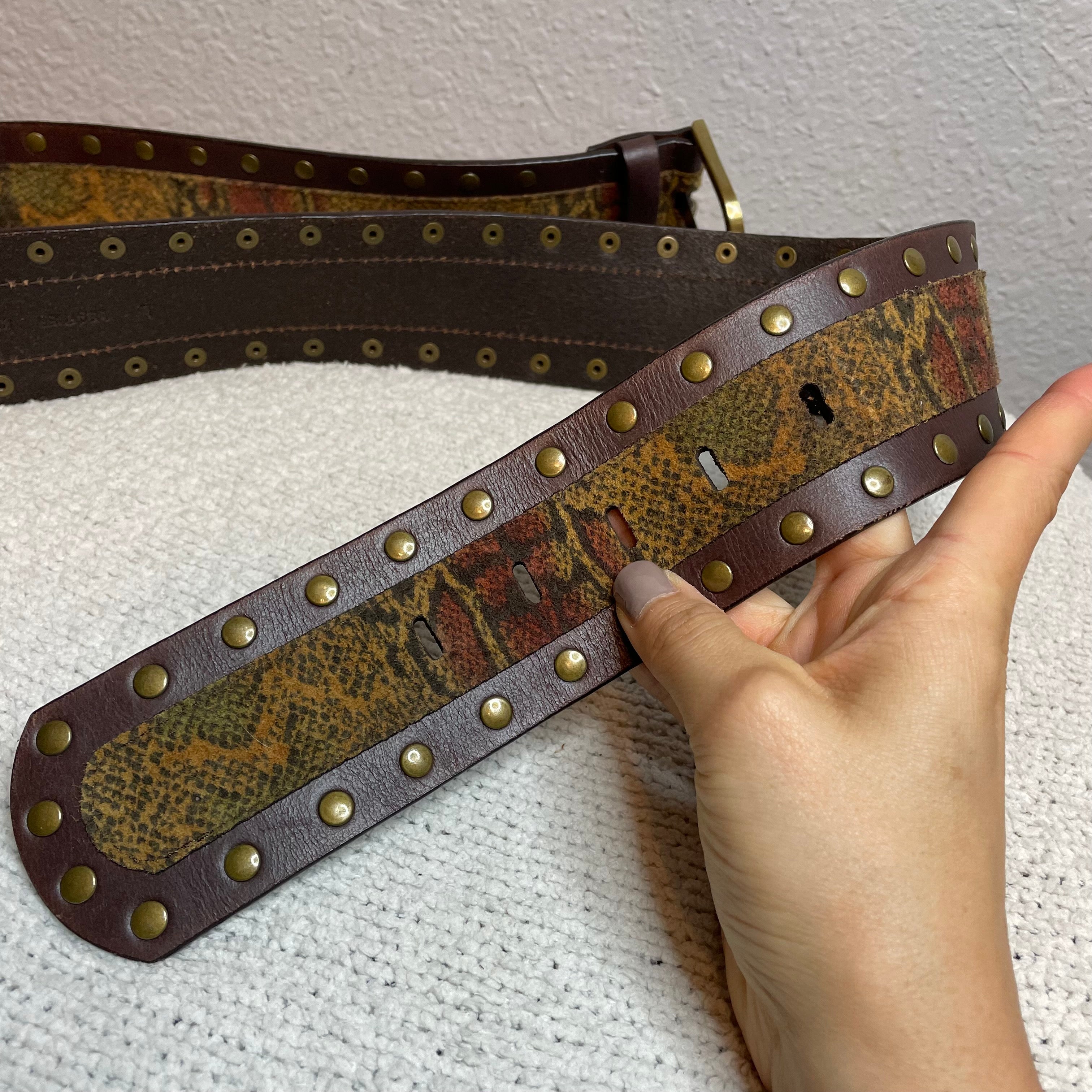 Snakeskin Print Leather Belt