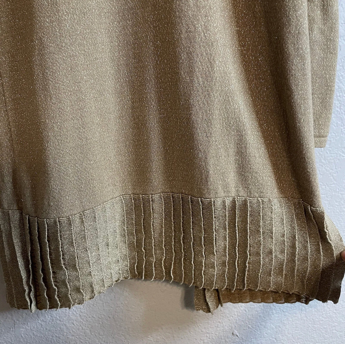 Pleated Hem Golden Cardigan