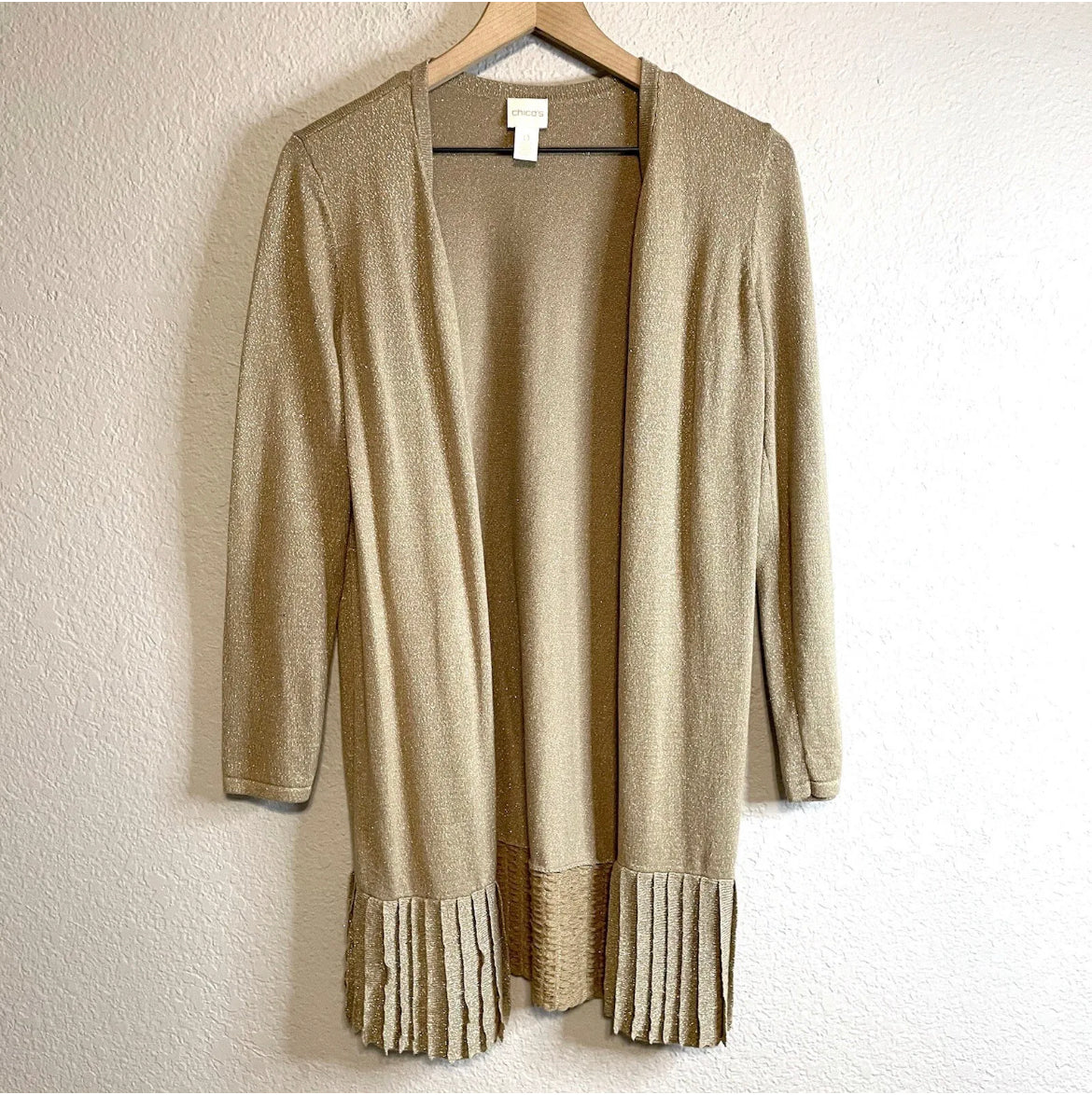 Pleated Hem Golden Cardigan