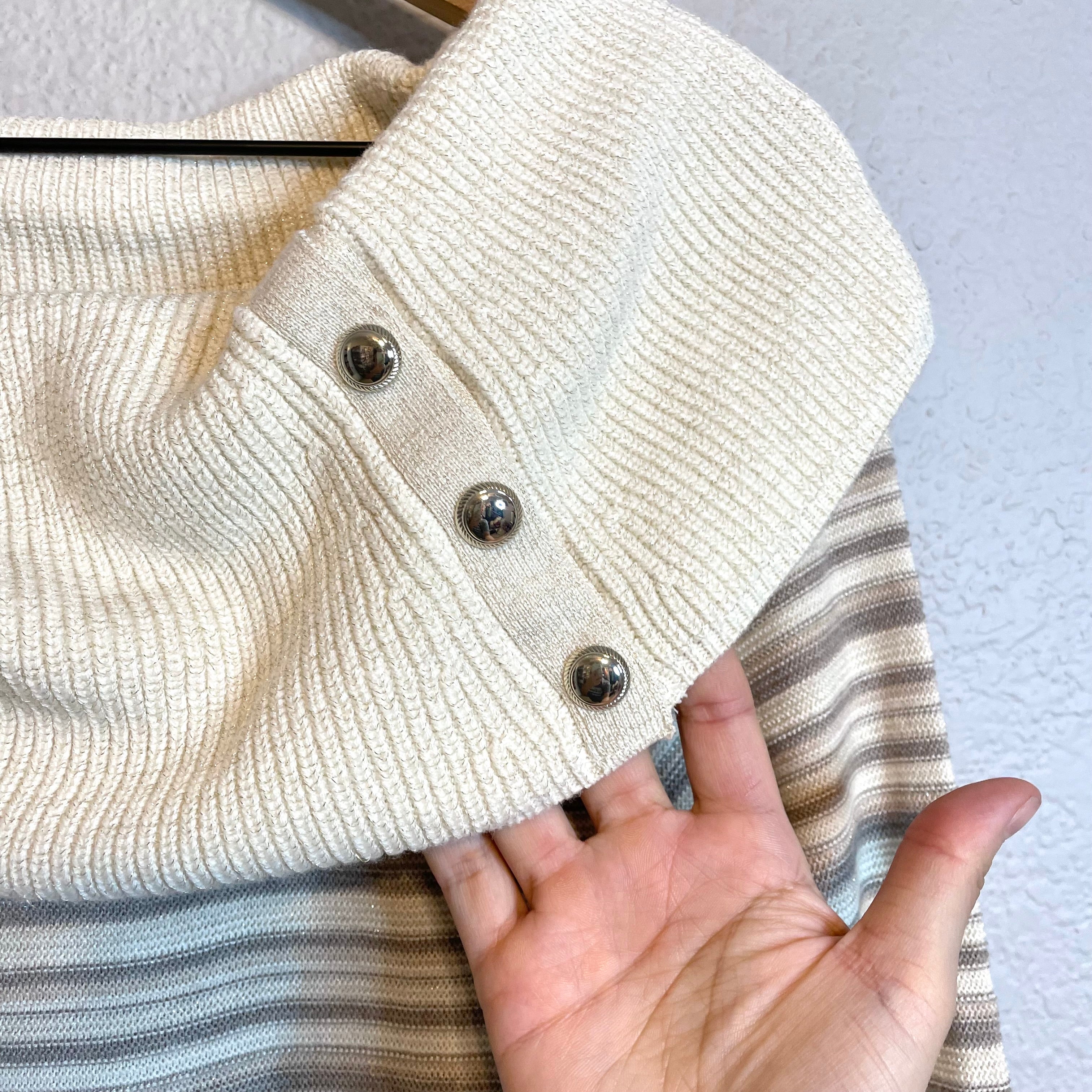 Striped Cowl Neck Sweater