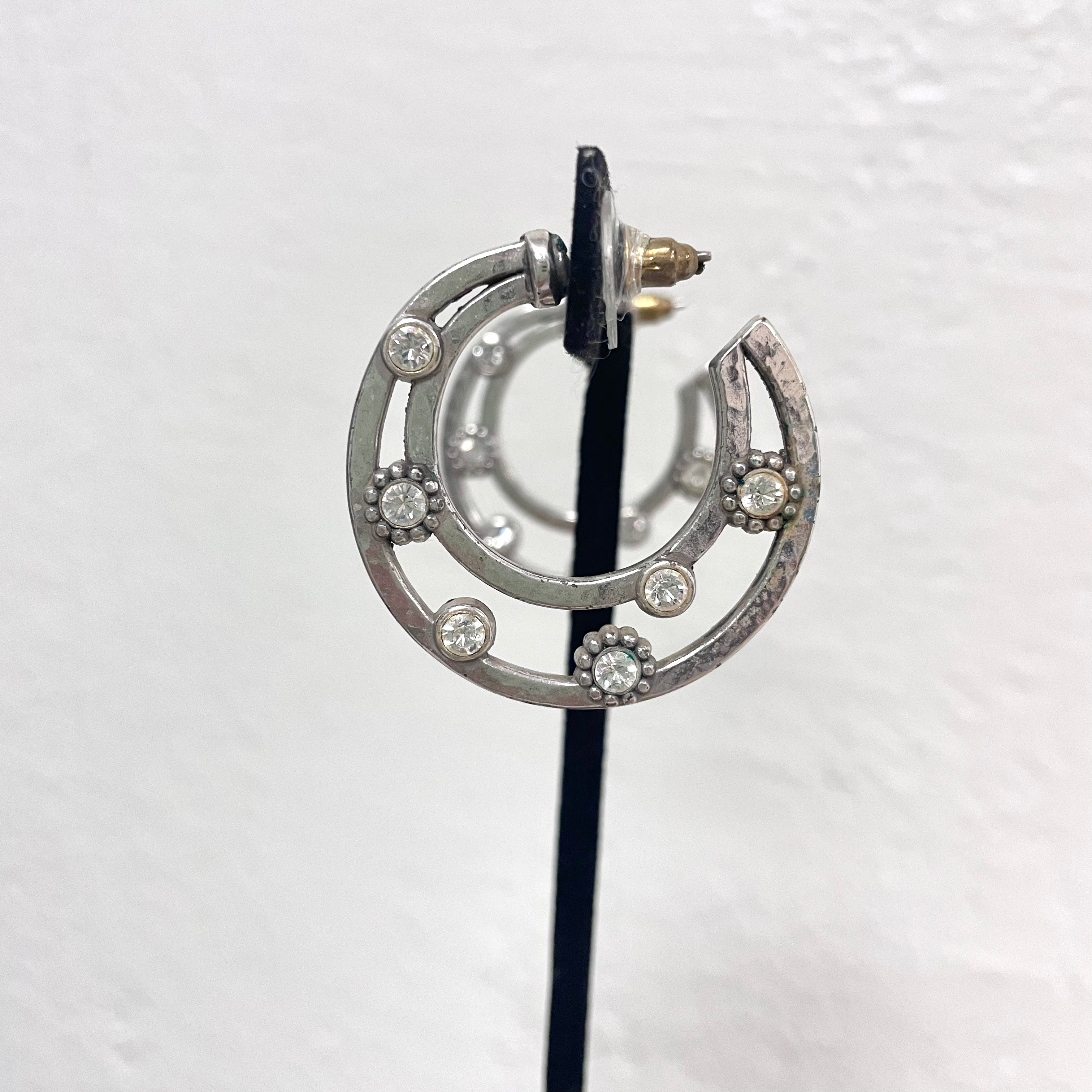 Silver Moon Hoop Earrings