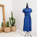 V-Neck Sash Jersey Knit Dress-1