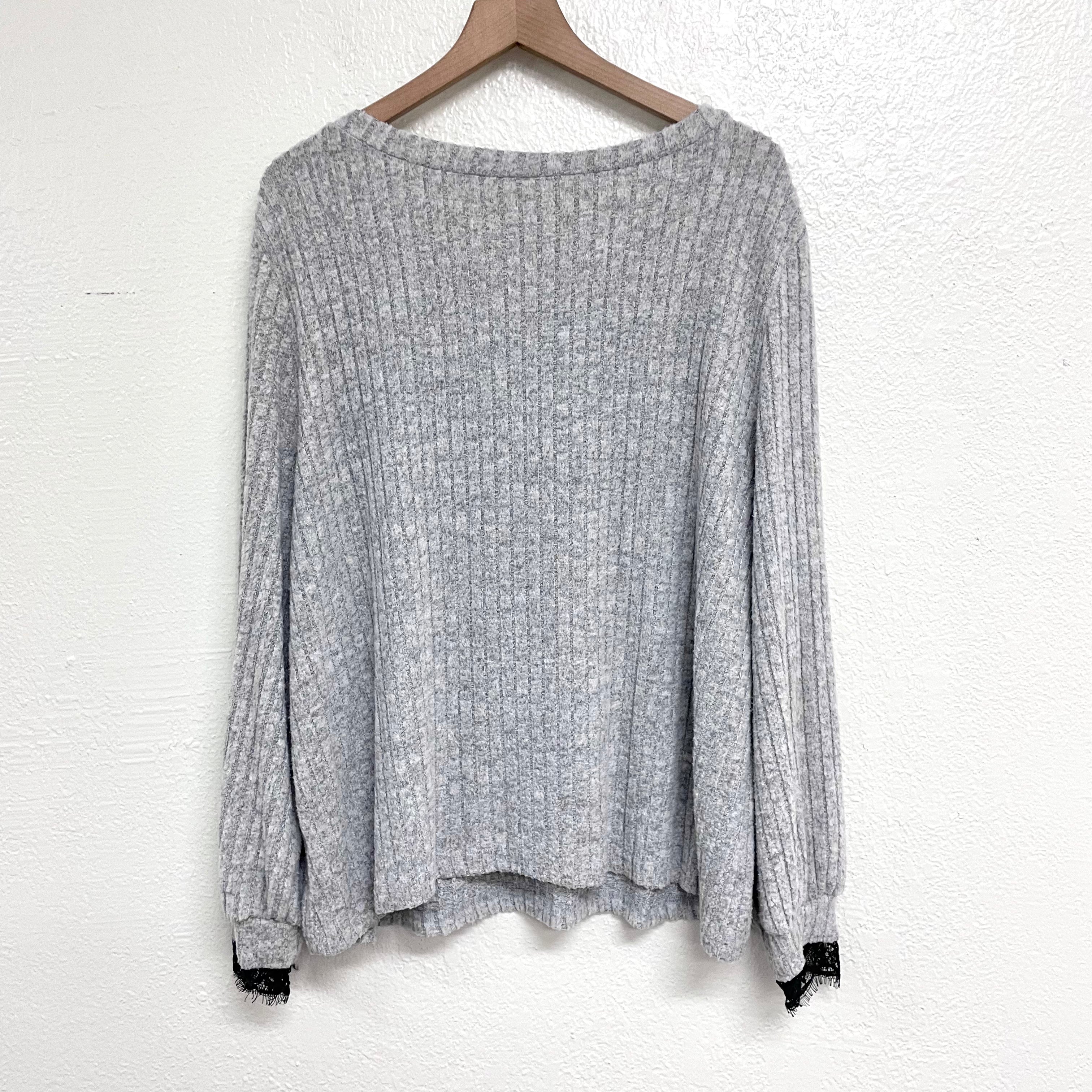 Ribbed Lace Trim Sweater