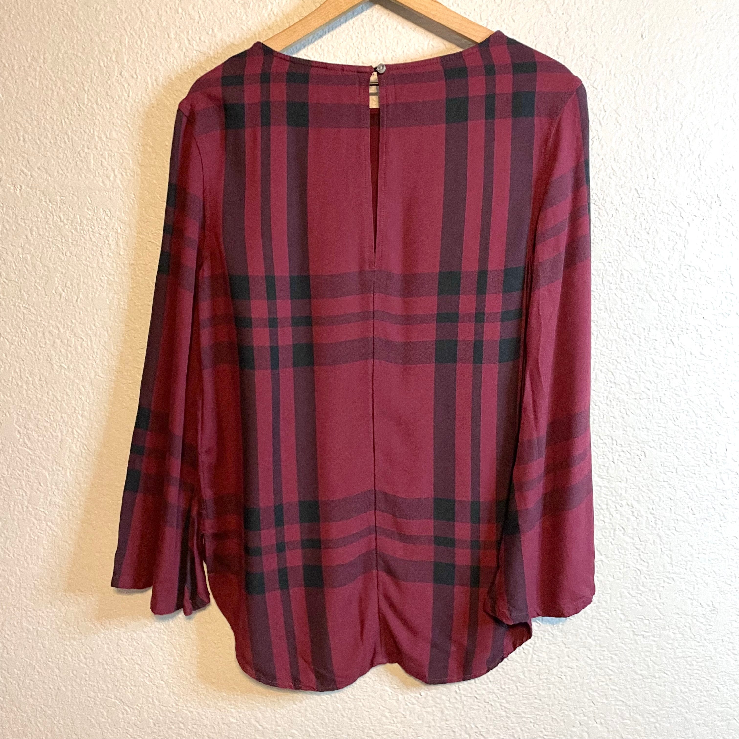 Plaid Flare Sleeve Top